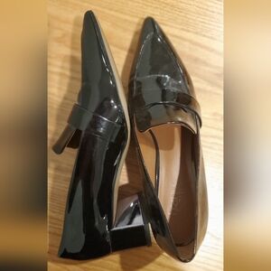 FRANCO SARTO Leather Loafer Style Block Heel Shoe